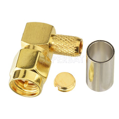 RF SMA-Stecker, rechtwinkliger Crimp für RG58 LMR195 RG400 RG142 HF-Anschluss