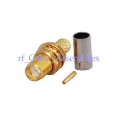 SMA-Crimp-Schottverbinder, weiblich für HF-Kabel RG58, LMR195, RG400, RG142