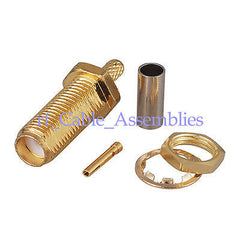 Superbat SMA Jack female Bulkhead long thread Straight for RG316 RG174 cable RF connector