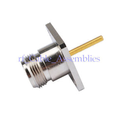 N Female O-ring RF connector 4 hole panel mount 25*25mm for fiber-glass antenna