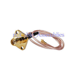 Superbat Mini-PCI IPX/u.fl to SMA female flange 4 hole pigtail cable RG178 25cm for wifi