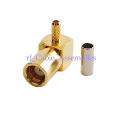 Superbat 75 Ohm SMB Plug female pin Right Angle Crimp for RG179 Cable RF Connector