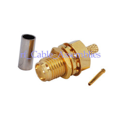 SMA Crimp female bulkhead connector for LMR100 RG174 R316 cable