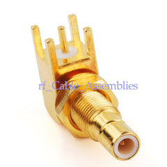 SMB thru hole PCB Mount Female jack nut bulkhead Right Angle RF connector gold