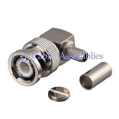 Superbat BNC Crimp Plug Right Angle RF Connector or LMR195 RG58 RG400 RG142 coax cable