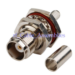 TNC Crimp female bulkhead O-ring connector for RG58 coax