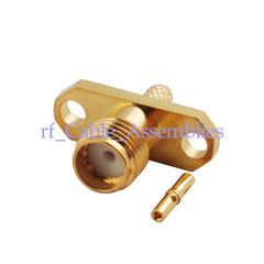 SMA Female 2-Hole Flange/Panel Crimp RG316 RG179 straight RF Coax Connector