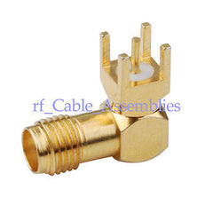 10x SMA Jack female right angle thru hole PCB Mount Medium version RF connector