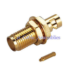 10x RP-SMA Solder Jack(male pin) bulkhead connector Semi-rigid .141  cable,RG402