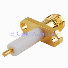 SMA 2 hole panel mount jack long dielectric solder post Straight RF Connector