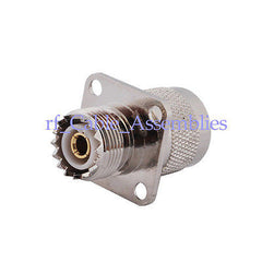 RF CONNECTOR adapter UHF Plug to UHF Jack 4-hole Panel Mount chassis Metric size