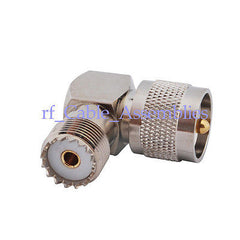 RF Connector adapter UHF Plug PL259 to UHF Jack Right Angle British version