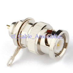 Superbat 10pcs BNC Male Plug Bulkhead Front Mount With Solder Cup RF Connector Adapter