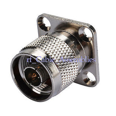 N Male Plug 4 Hole panel Mount flange with solder connector