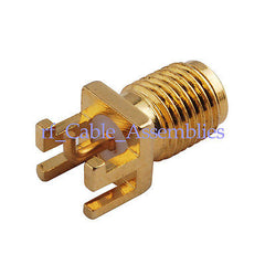 Superbat 10pcs SMA female End Launch Jack PCB Mount & pin with right angle RF Connector