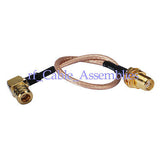 Superbat SMA female jack to SMB male RA plug right angle pigtail cable RG316