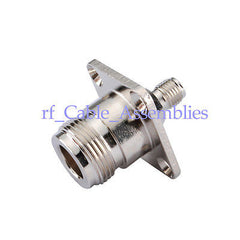 Superbat 10pcs SMA female Jack to N Jack 4 hole Panel Mount straight RF connector adapter