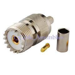 15, UHF female SO239 jack solder crimp RG58 LMR195 RG400 cable RF Coax Connector