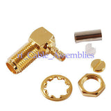 25x SMA-Buchse Schott rechtwinklig RA Crimp RG316, RG174 Kabel RF Koax-Stecker