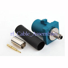 Superbat Fakra  Z  SMB male plug RF connector Waterblue/5021 Neutral coding crimp RG316