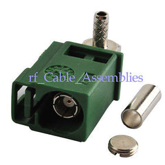 10x Fakra E Jack female right angle Green /6002 Car TV1 Crimp RG174 RF connector