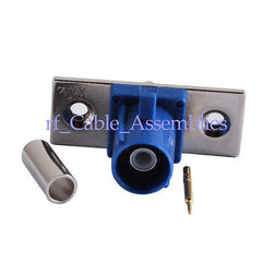 Superbat Fakra C  2 hole panel plug male Blue RG316 RG174 crimp GPS telematics/navigation