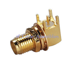 SMA thru hole jack female bulkhead right angle PCB Mount short RF Coax Connector
