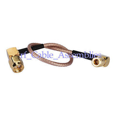 Superbat SMA male plug RA to SMB female right angle pigtail cable RG316 15cm for wireless