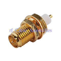 10X RP SMA panel mount Jack bulkhead with extended dielectric 50 Ohm Connector