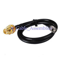 Superbat RP SMA female bulkhead to RP TNC male 3ft KSR195 low loss RF coax cable 1M WiFi