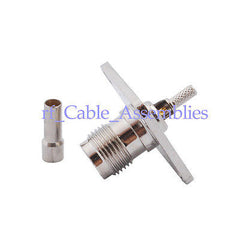 Superbat TNC jack Panel Mount female Receptacle 4-Hole Flange crimp RG316 RG174 straight