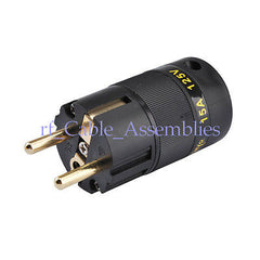 2x FP-02EU Gold Plated Schuko EU Mains plug,connector, 15A /125V, AWG 10 (5.5 s.