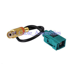 10X RCA female to Fakra  Z  female pigtail cable RG174 15cm for Neutral coding