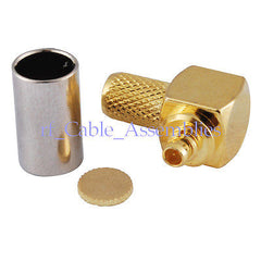 10xMMCX Plug Male Right Angle RF Coaxial connector Crimp LMR195 RG58 RG142 cable