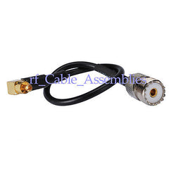 Superbat UHF SO-239 female jack to MC-Card male plug right angle pigtail cable RG174 WLAN