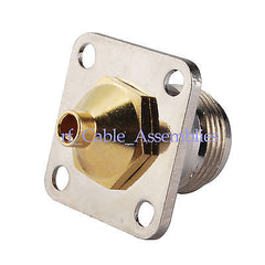 15pcs N female 4 hole panel mount RF connector Solder semi-rigid .141  RG402