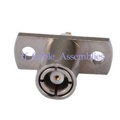 SMB Plug 2 hole panel mount with short dielectric and solder post RF connector