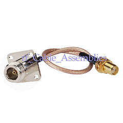 Superbat N female flange 4 hole to SMA female bulkhead pigtail cable RG316 50cm wireless