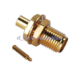 RP-SMA Solder Jack(male pin) bulkhead connector for.086