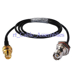 Superbat WLAN Antenna cable RP TNC jack female bulkhead to PR SMA female pigtail RG58