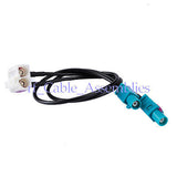 Superbat Radio Adapter cable twin FAKRA white jack to 2fakra waterblue plug for VW RCD510