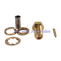 RP-SMA Crimp Jack(male pin) bulkhead connector LMR100