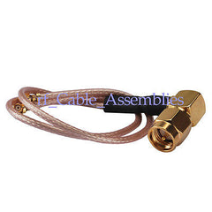 Superbat 10PCS SMA Male Plug right angle to Y type 2x IPX/u.fl cable jumper pigtail RG178