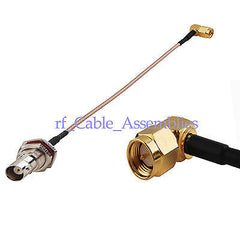 Superbat BNC jack female bulkhead nut to SMA male right angle adapter pigtail cable RG316