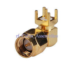 SMA Male Plug right angle thru hole PCB Mount Solder RF connector