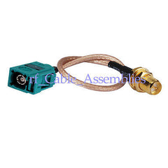 Superbat Universal Fakra  Z  female to RP-SMA Jack female bulkhead RF pigtail Cable RG316