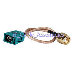 Superbat Universal Fakra female  Z  to RP-SMA male pigtail Cable