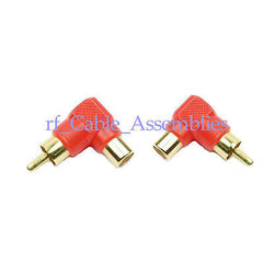 2x Right angle 90 degree RCA male to female audio video adapters gold connector