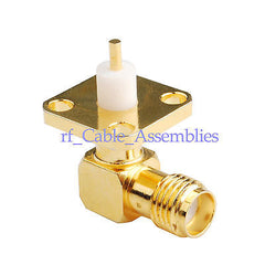 SMA female 4 hole panel mount Jack RA with extended dielectric right angle NEW