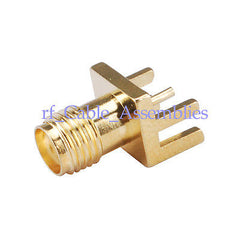 SMA Connector End Launch Jack Female PCB Mount Wide Flange .062''(1.57mm)